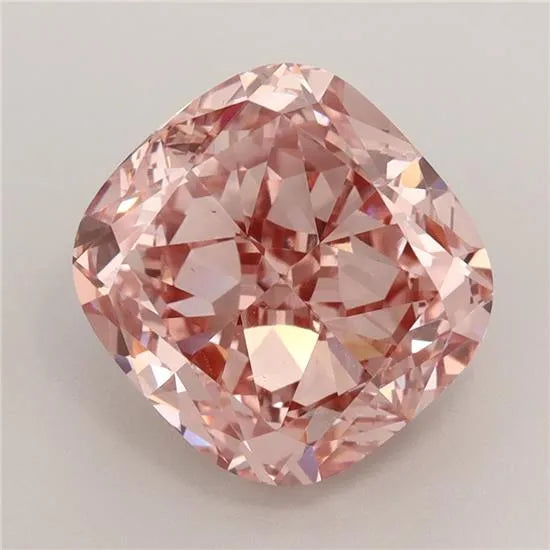 4.09ct Cushion brilliant Lab Grown Diamond (Colour Fancy Vivid Brownish Pink, Clarity VS1, IGI Certified)