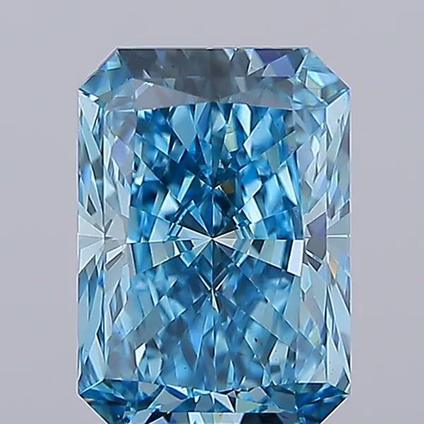 Lab-Grown Radiant Diamond - 5.09 Carats, Fancy Vivid Blue Color, VS2 Clarity - Certified by IGI - Report Number: LG675597060