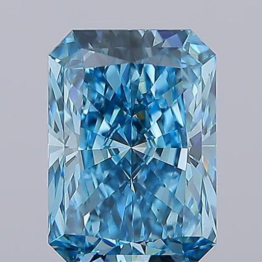 Lab-Grown Radiant Diamond - 5.09 Carats, Fancy Vivid Blue Color, VS2 Clarity - Certified by IGI - Report Number: LG675597060
