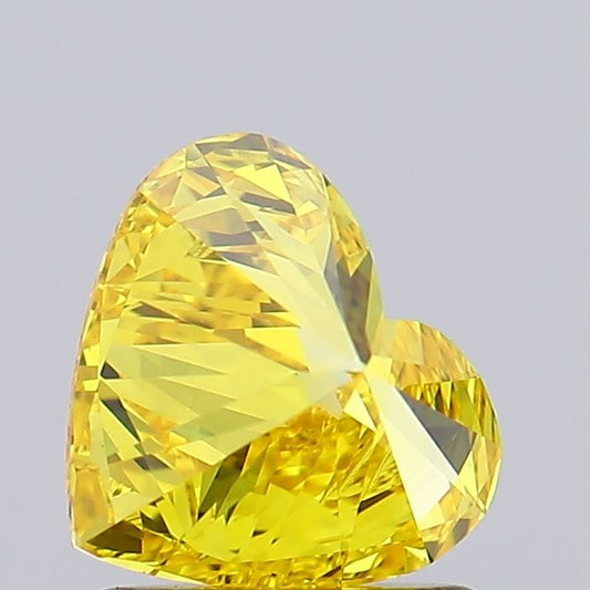 Lab-Grown Heart Diamond - 1.13 Carats, Fancy Vivid Yellow Color, VVS2 Clarity - Certified by IGI - Report Number: LG582359686