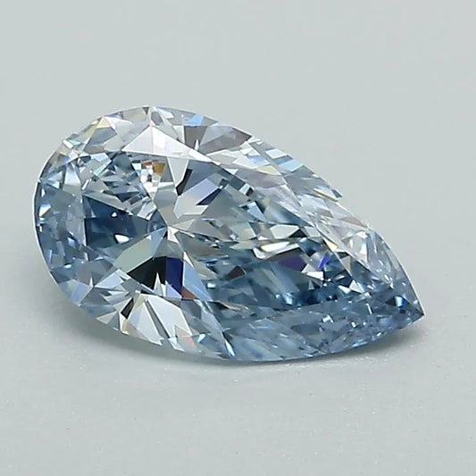 0,87 ct birnenförmiger, im Labor gezüchteter Diamant (Farbe: Fancy Vivid Blue, Reinheit: VVS1, Schliff: VG, IGI-zertifiziert)