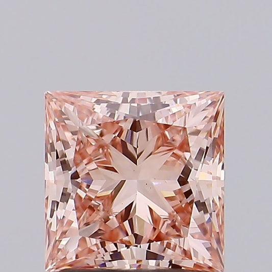 Lab-Grown Princess Diamond - 1.86 Carats, Fancy Intense Brownish Pink Color, VS1 Clarity - Certified by IGI - Report Number: LG497182130