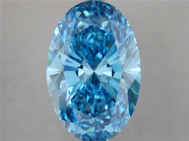 Lab-Grown Oval Diamond - 5.03 Carats, Fancy Vivid Blue Color, VS1 Clarity - Certified by IGI - Report Number: LG669468841