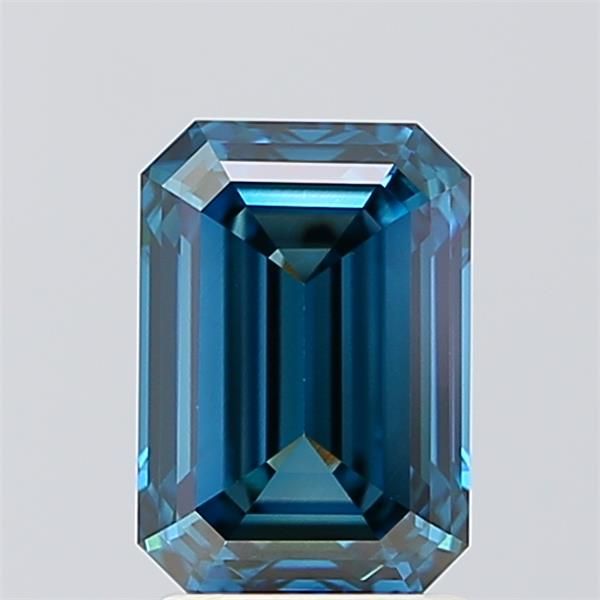 Lab-Grown Emerald Diamond - 2.04 Carats, Fancy Vivid Blue Color, VVS2 Clarity - Certified by IGI - Report Number: LG572330186