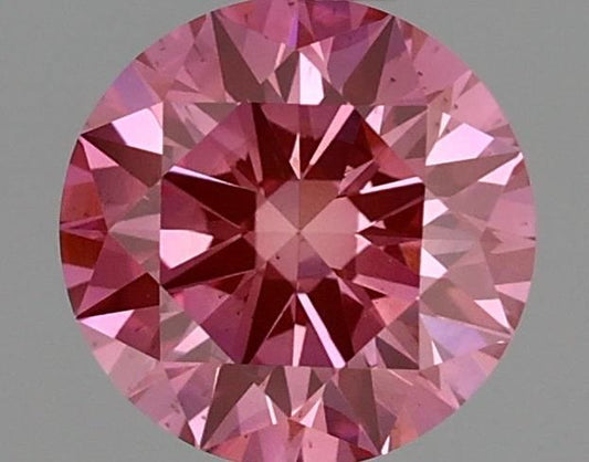 Lab-Grown Round Diamond - 0.72 Carats, Fancy Vivid Pink Color, SI1 Clarity - Certified by IGI - Report Number: LG578340914