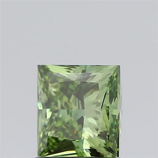 Lab-Grown Princess Diamond - 1.15 Carats, Fancy Vivid Green Color, VS2 Clarity - Certified by IGI - Report Number: LG581313534