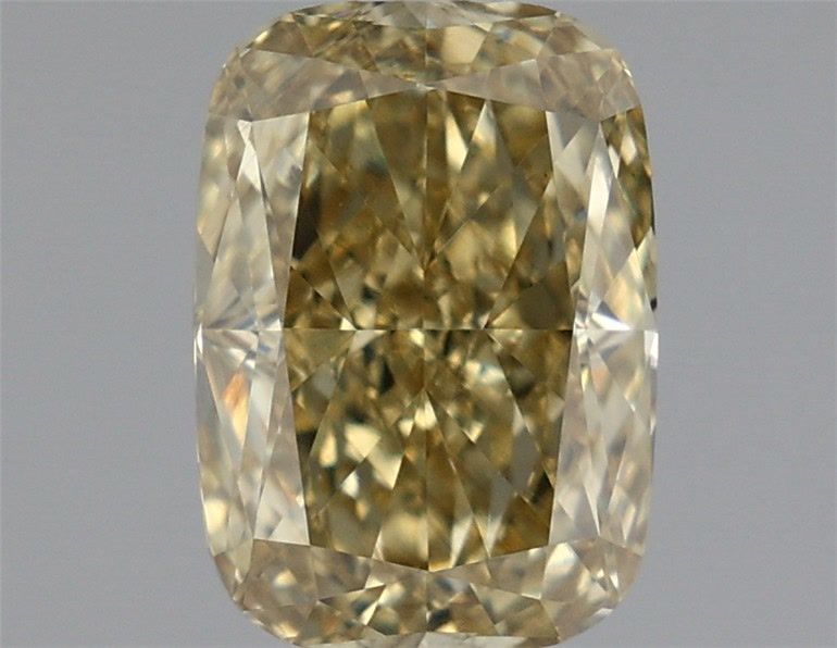 Lab-Grown Cushion Diamond - 1.4 Carats, Fancy Gray Yellow Color, VS2 Clarity - Certified by IGI - Report Number: LG636479226