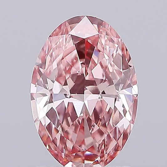 Lab-Grown Oval Diamond - 1.51 Carats, Fancy Vivid Pink Color, VS1 Clarity - Certified by IGI - Report Number: LG684505008