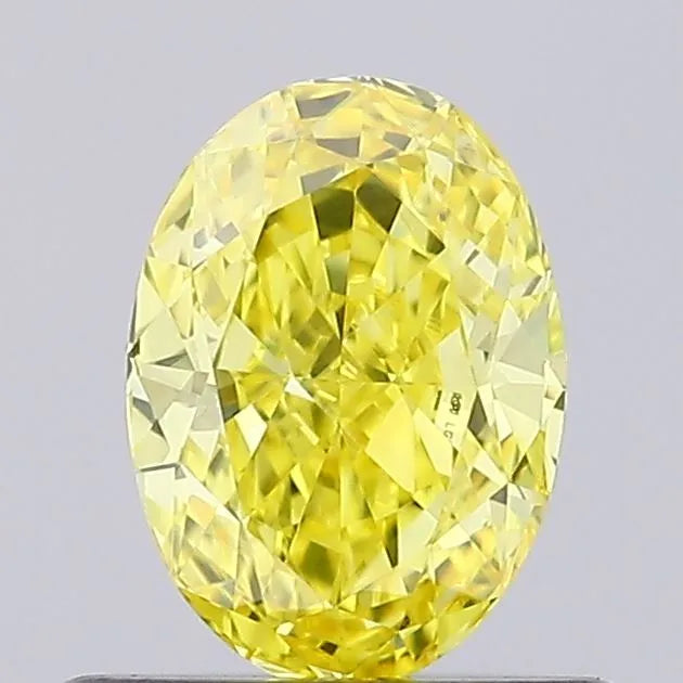0,56 ct ovaler, im Labor gezüchteter Diamant (Farbe: Fancy Vivid Yellow, Reinheit: VVS2, IGI-zertifiziert)