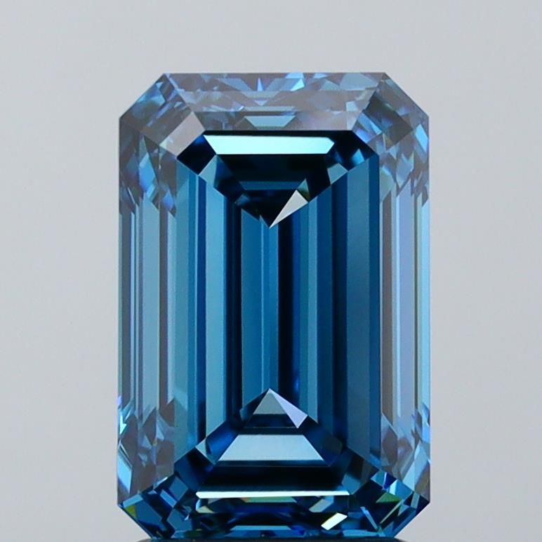 Lab-Grown Emerald Diamond - 2.5 Carats, Fancy Vivid Blue Color, VVS2 Clarity - Certified by IGI - Report Number: LG588342229