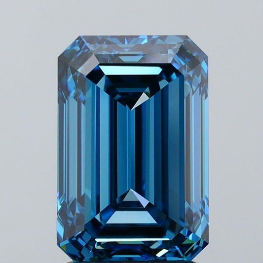 Lab-Grown Emerald Diamond - 2.5 Carats, Fancy Vivid Blue Color, VVS2 Clarity - Certified by IGI - Report Number: LG588342229