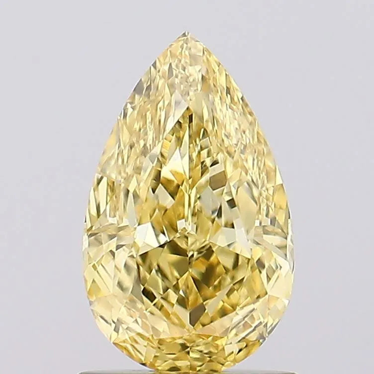 Diamant de laboratoire taille poire de 1,18 ct (couleur jaune vif fantaisie, pureté VVS2, certifié IGI)