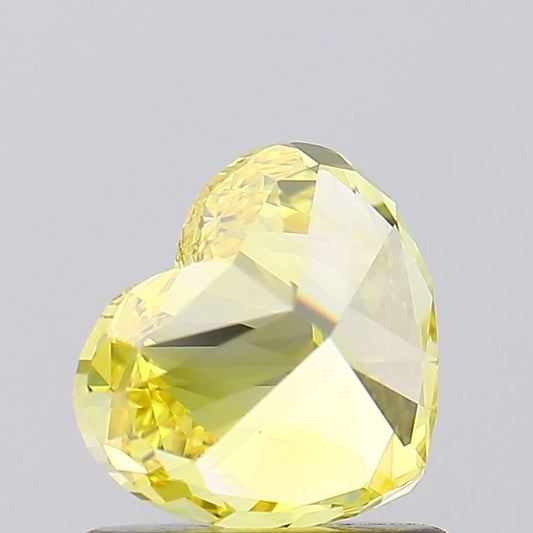 Lab-Grown Heart Diamond - 1.12 Carats, Fancy Vivid Yellow Color, VVS2 Clarity - Certified by IGI - Report Number: LG607314304
