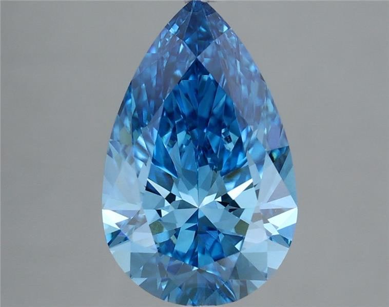 Lab-Grown Pear Diamond - 3.58 Carats, Fancy Vivid Blue Color, VVS2 Clarity - Certified by IGI - Report Number: LG683563574