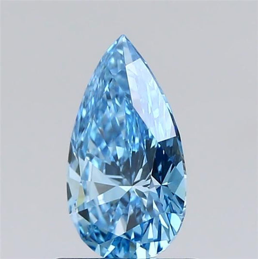 Lab-Grown Pear Diamond - 0.74 Carats, Fancy Vivid Blue Color, VS1 Clarity - Certified by IGI - Report Number: LG591359019
