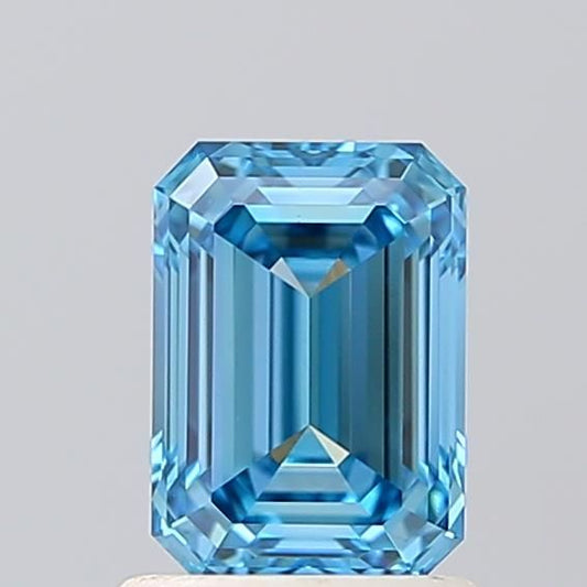 Lab-Grown Emerald Diamond - 1.07 Carats, Fancy Vivid Blue Color, VVS2 Clarity - Certified by IGI - Report Number: LG572328033