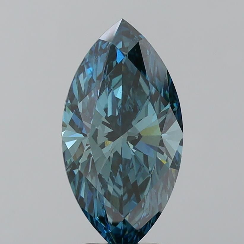Lab-Grown Marquise Diamond - 3.08 Carats, Fancy Vivid Blue Color, VS1 Clarity - Certified by IGI - Report Number: LG600343476