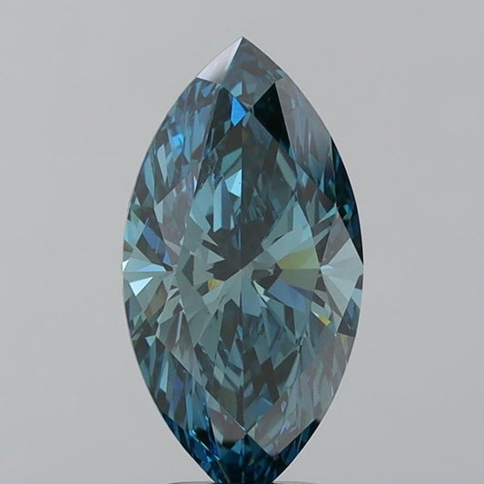 Lab-Grown Marquise Diamond - 3.08 Carats, Fancy Vivid Blue Color, VS1 Clarity - Certified by IGI - Report Number: LG600343476