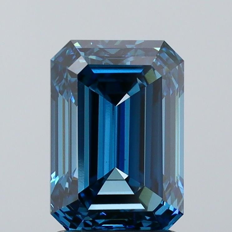 Lab-Grown Emerald Diamond - 2.07 Carats, Fancy Vivid Blue Color, VVS2 Clarity - Certified by IGI - Report Number: LG588342216