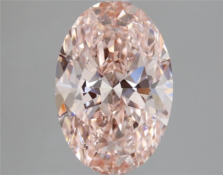 Lab-Grown Oval Diamond - 3.07 Carats, Fancy Intense Pink Color, VVS2 Clarity - Certified by IGI - Report Number: LG666442223