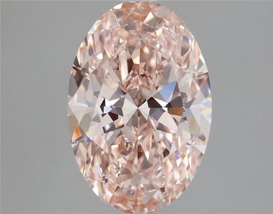Lab-Grown Oval Diamond - 3.07 Carats, Fancy Intense Pink Color, VVS2 Clarity - Certified by IGI - Report Number: LG666442223