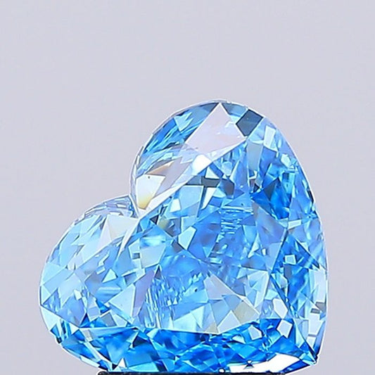 Lab-Grown Heart Diamond - 3.09 Carats, Fancy Vivid Blue Color, VS2 Clarity - Certified by IGI - Report Number: LG690505709