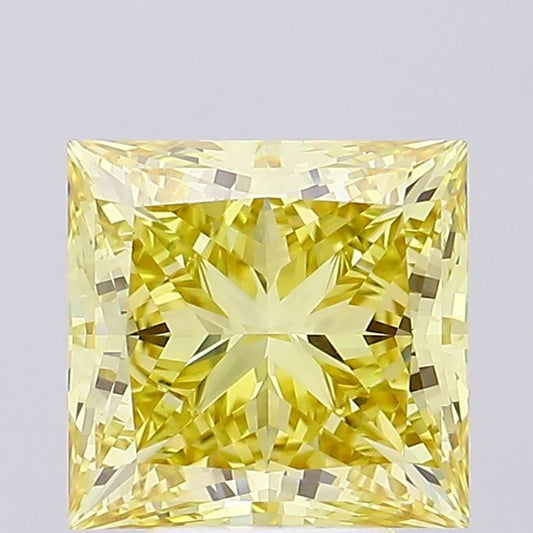 Lab-Grown Princess Diamond - 5.18 Carats, Fancy Vivid Yellow Color, VVS2 Clarity - Certified by IGI - Report Number: LG670406443