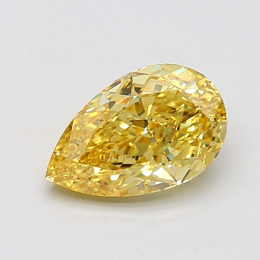 Lab-Grown Pear Diamond - 3.52 Carats, Fancy Vivid Yellow Color, VS1 Clarity - Certified by IGI - Report Number: LG674521057