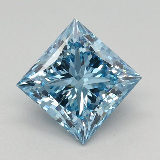 Lab-Grown Princess Diamond - 1.19 Carats, Fancy Vivid Blue Color, VS1 Clarity - Certified by IGI - Report Number: LG613350720