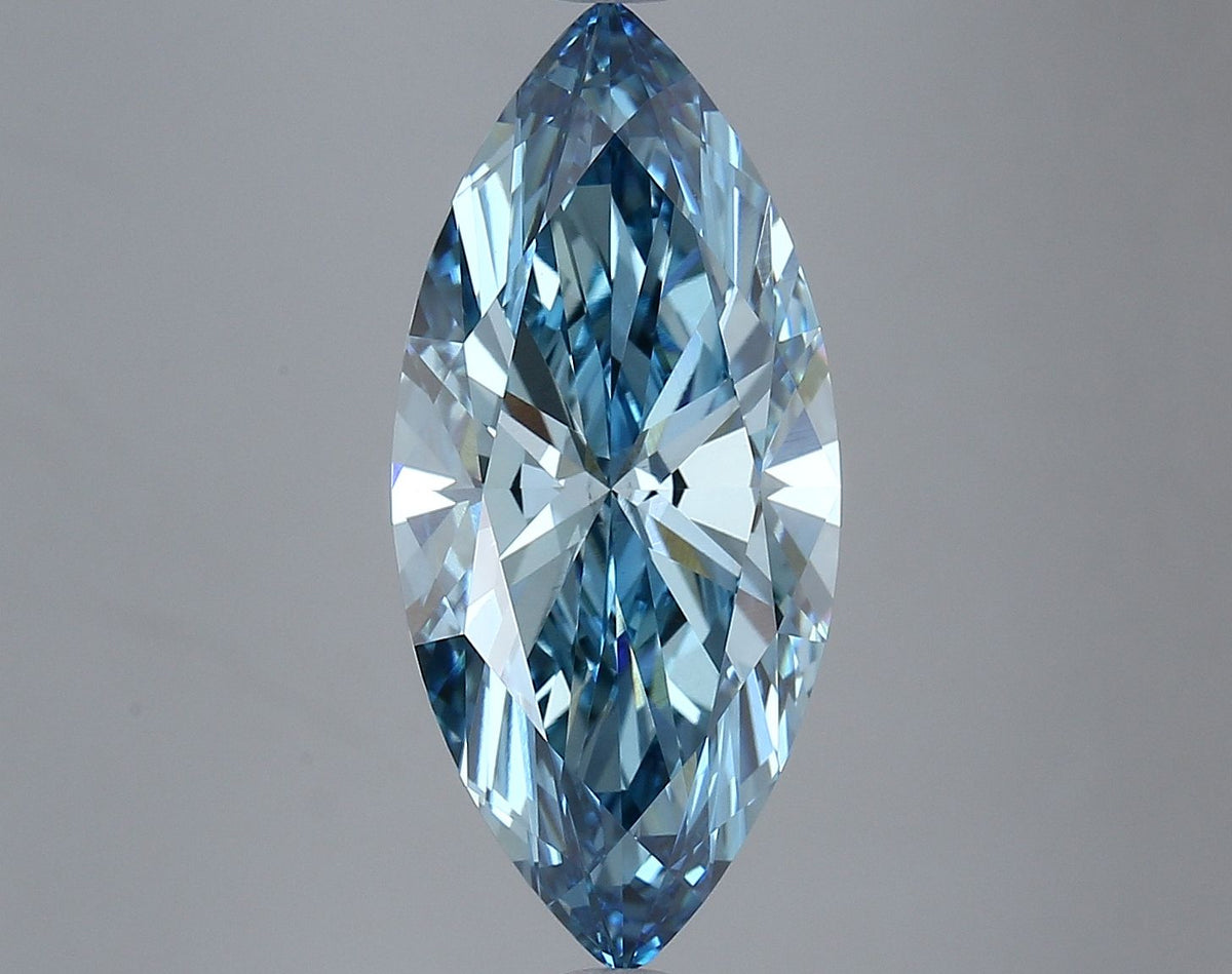 Lab-Grown Marquise Diamond - 4.8 Carats, Fancy Vivid Blue Color, VS1 Clarity - Certified by IGI - Report Number: LG633424122