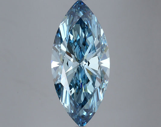 Lab-Grown Marquise Diamond - 4.8 Carats, Fancy Vivid Blue Color, VS1 Clarity - Certified by IGI - Report Number: LG633424122