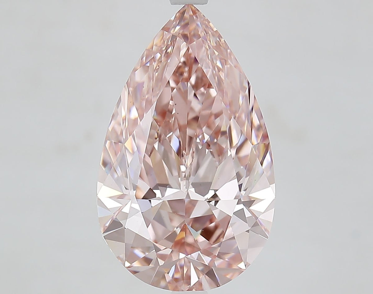 Lab-Grown Pear Diamond - 6.01 Carats, Fancy Intense Brown Pink Color, VS1 Clarity - Certified by IGI - Report Number: LG662445392