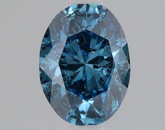 Lab-Grown Oval Diamond - 0.72 Carats, Fancy Vivid Blue Color, I1 Clarity - Certified by IGI - Report Number: LG649438219