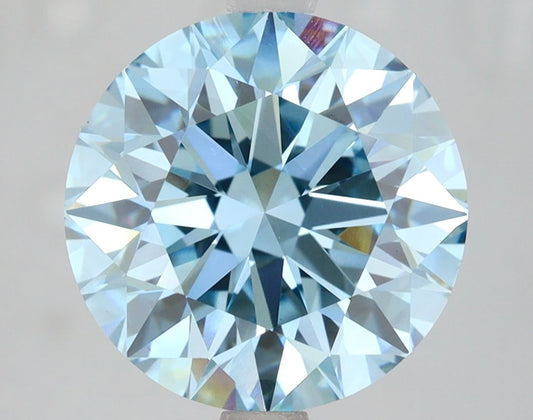 Lab-Grown Round Diamond - 4.06 Carats, Fancy Vivid Blue Color, VS1 Clarity - Certified by IGI - Report Number: LG618467483