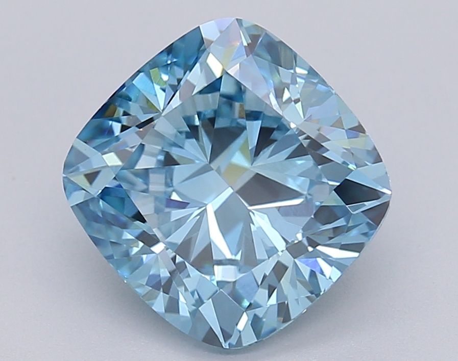 Lab-Grown Cushion Diamond - 2.49 Carats, Fancy Vivid Blue Color, VS1 Clarity - Certified by IGI - Report Number: LG608377111