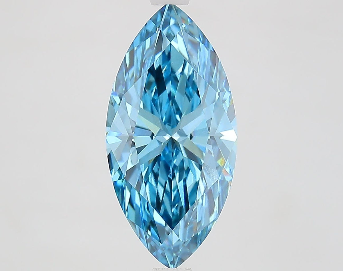 Lab-Grown Marquise Diamond - 3.03 Carats, Fancy Vivid Blue Color, VS1 Clarity - Certified by IGI - Report Number: LG689590025