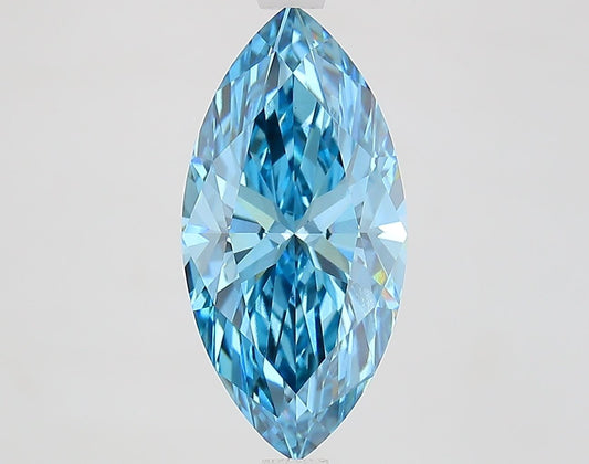 Lab-Grown Marquise Diamond - 3.03 Carats, Fancy Vivid Blue Color, VS1 Clarity - Certified by IGI - Report Number: LG689590025