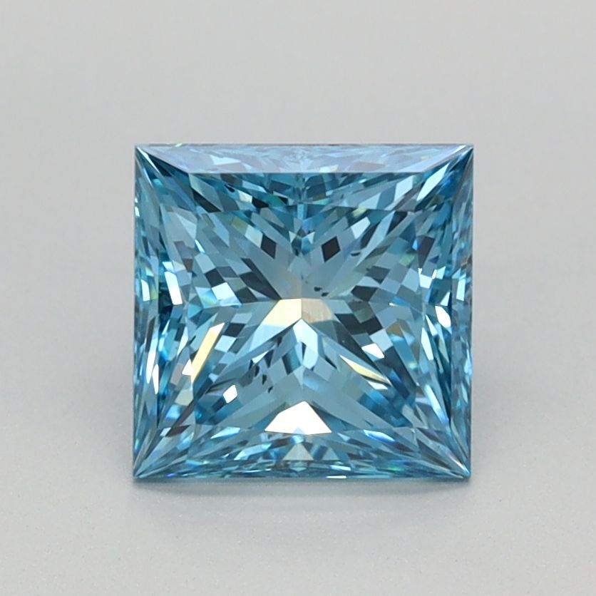 Lab-Grown Princess Diamond - 1.1 Carats, Fancy Vivid Blue Color, VS2 Clarity - Certified by IGI - Report Number: LG667448717
