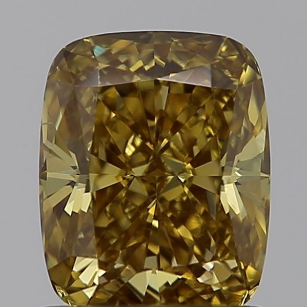 Lab-Grown Cushion Diamond - 1.17 Carats, Fancy Gray Yellow Color, VS2 Clarity - Certified by IGI - Report Number: LG598377695