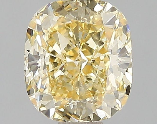 Lab-Grown Cushion Diamond - 1.5 Carats, Fancy Intense Yellow Color, VS2 Clarity - Certified by IGI - Report Number: LG671493283