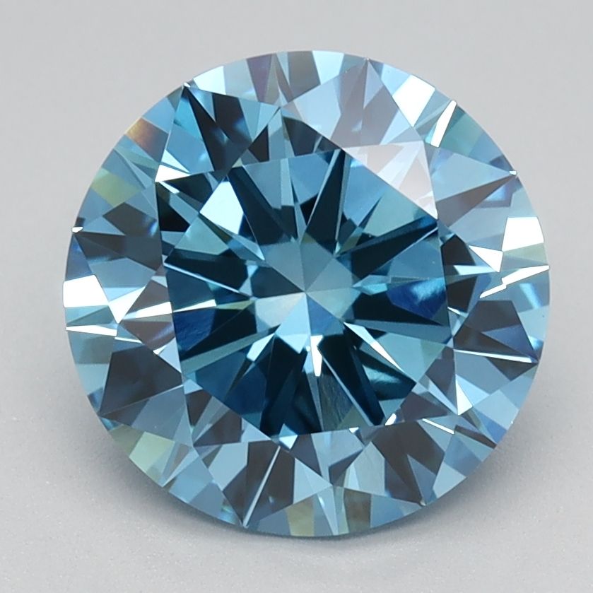 Lab-Grown Round Diamond - 2.05 Carats, Fancy Vivid Blue Color, VVS2 Clarity - Certified by IGI - Report Number: LG591360119
