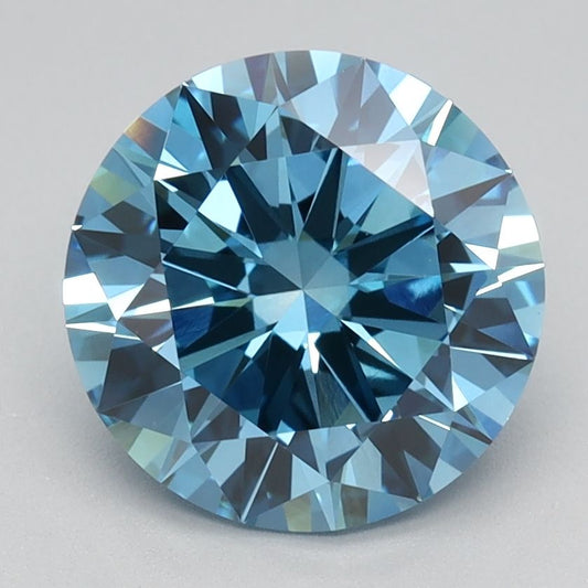 Lab-Grown Round Diamond - 2.05 Carats, Fancy Vivid Blue Color, VVS2 Clarity - Certified by IGI - Report Number: LG591360119