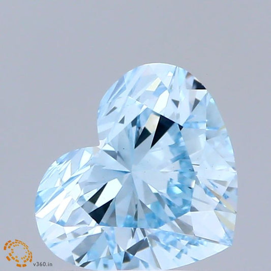 Lab-Grown Heart Diamond - 1.02 Carats, Fancy Intense Blue Color, SI1 Clarity - Certified by IGI - Report Number: LG671493607