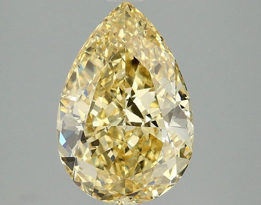 Lab-Grown Pear Diamond - 3.06 Carats, Fancy Intense Yellow Color, VVS2 Clarity - Certified by IGI - Report Number: LG663414699