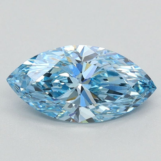Lab-Grown Marquise Diamond - 0.87 Carats, Fancy Vivid Blue Color, VVS1 Clarity - Certified by IGI - Report Number: LG626424594