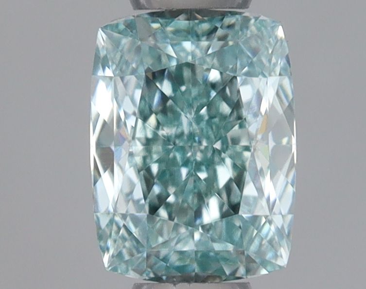 Lab-Grown Cushion Diamond - 0.4 Carats, Fancy Intense Green Color, VVS1 Clarity - Certified by IGI - Report Number: LG656473594