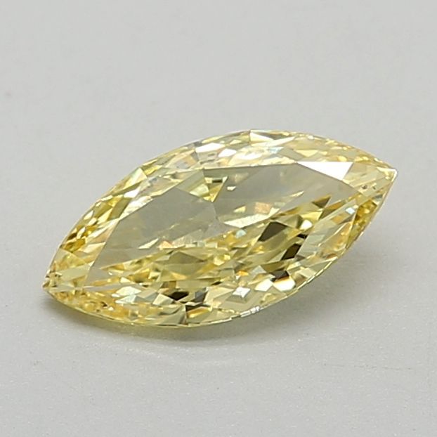 Lab-Grown Marquise Diamond - 0.91 Carats, Fancy Vivid Yellow Color, VS2 Clarity - Certified by IGI - Report Number: LG640444128