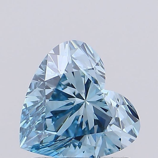 Lab-Grown Heart Diamond - 1.01 Carats, Fancy Vivid Blue Color, VS1 Clarity - Certified by IGI - Report Number: LG659431337