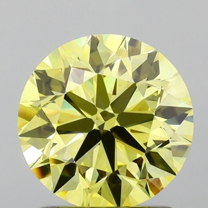 Lab-Grown Round Diamond - 1.51 Carats, Fancy Vivid Yellow Color, VS1 Clarity - Certified by IGI - Report Number: LG654419363