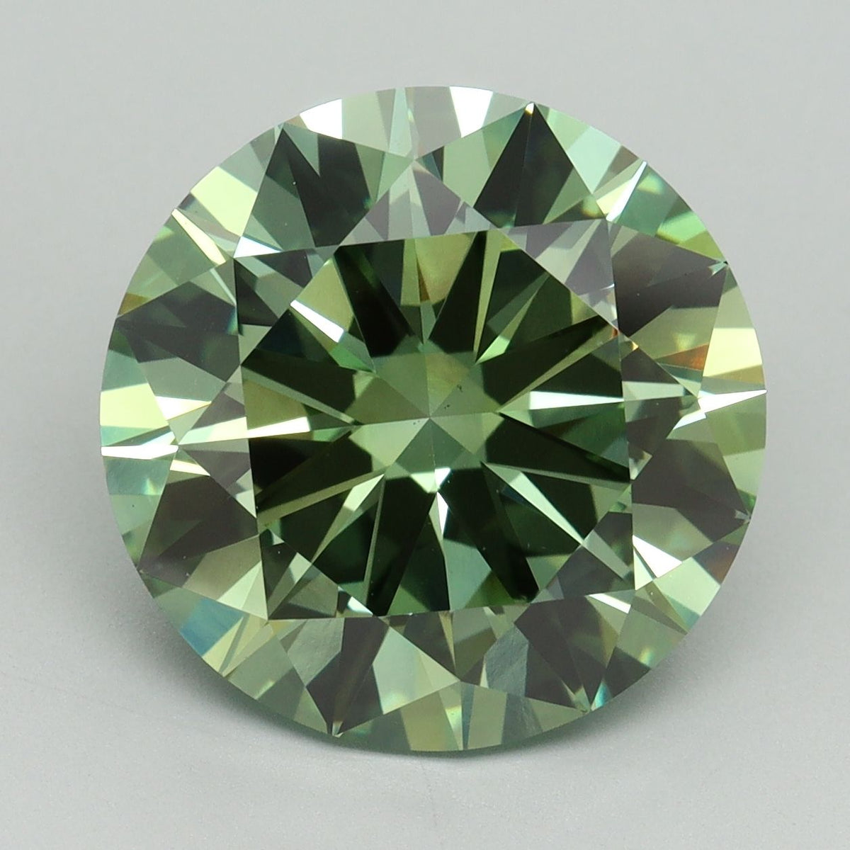 Lab-Grown Round Diamond - 8.04 Carats, Fancy Vivid Green Color, VS1 Clarity - Certified by IGI - Report Number: LG644444669